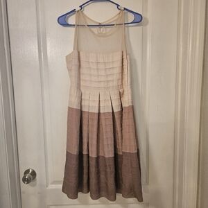 RYU tiered color block midi dress women's size L Large with sheer neckline